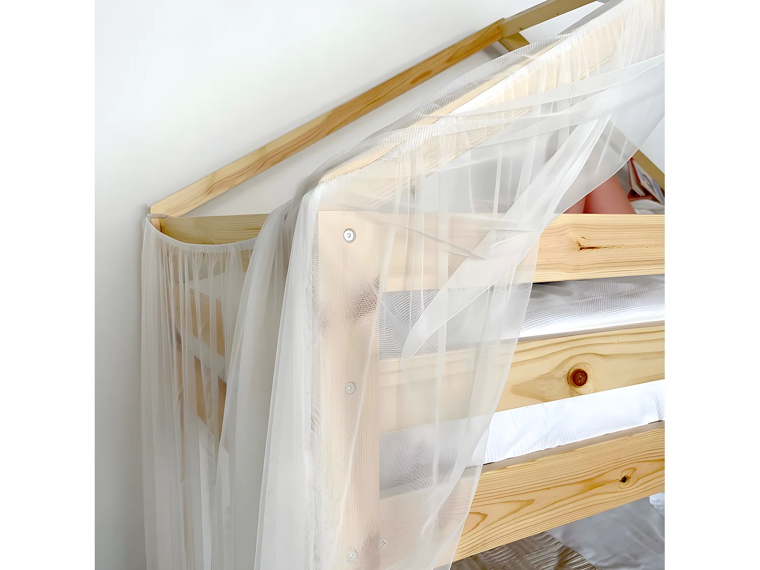 Betthimmel für Etagenbett Happy Tüll weiß 208x202x98cm