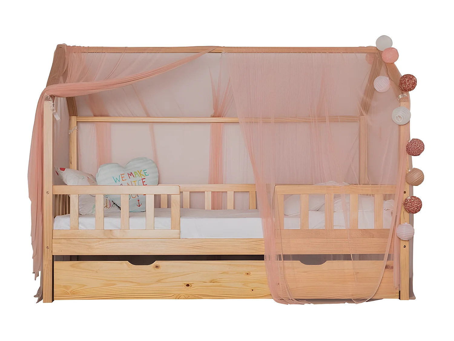 Ciel de lit pour Swayer et Montessori tulle rose vieux 200x167cm