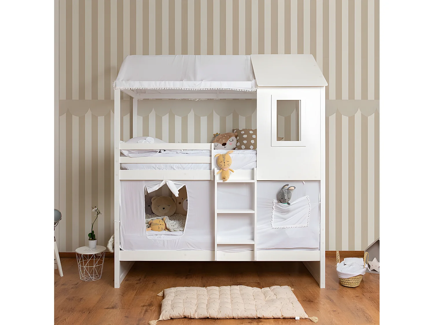 Betthimmel für Etagenbett Casita 105 Baumwolle weiß 70x189/164x133cm