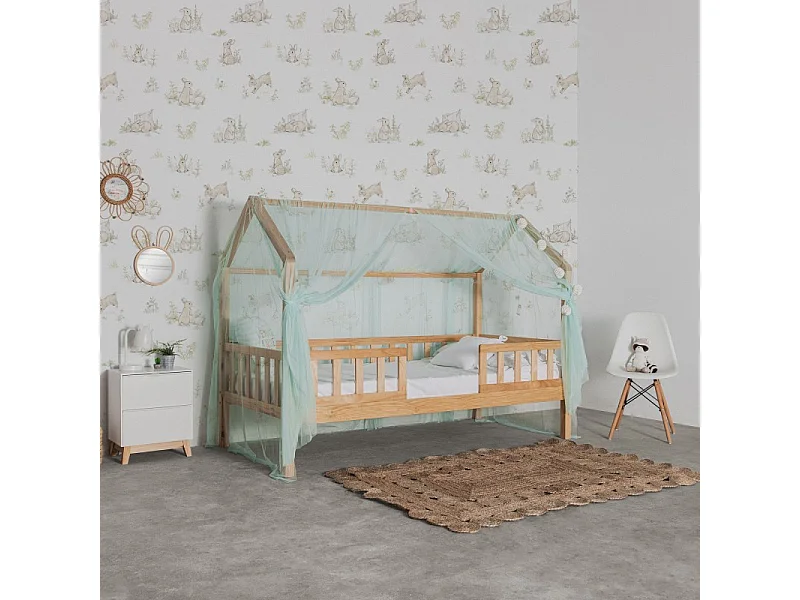 Ciel de lit pour Swayer et Montessori tulle vert 200x167cm