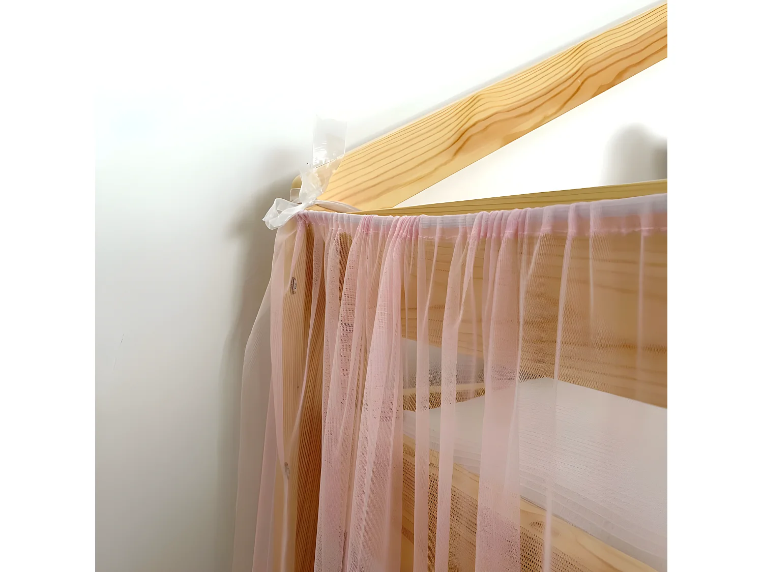 Cobertura de beliche Happy Tulle rosa 208x202x98cm