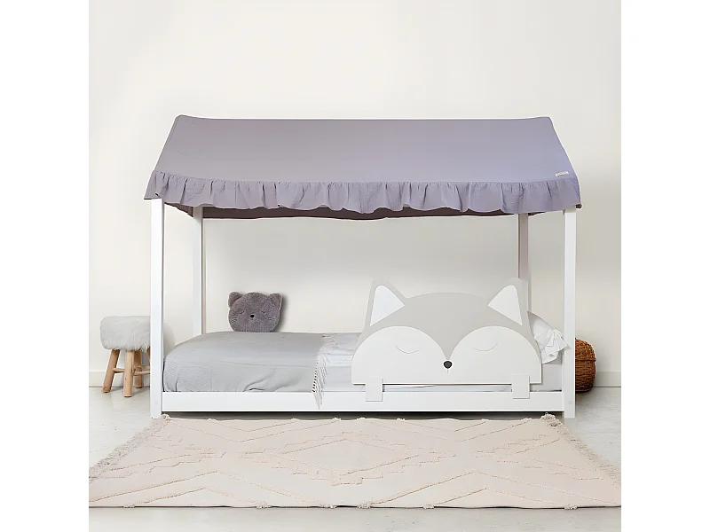 Cobertura da cama Montessori em algodão cinzento 40x200,5x100cm