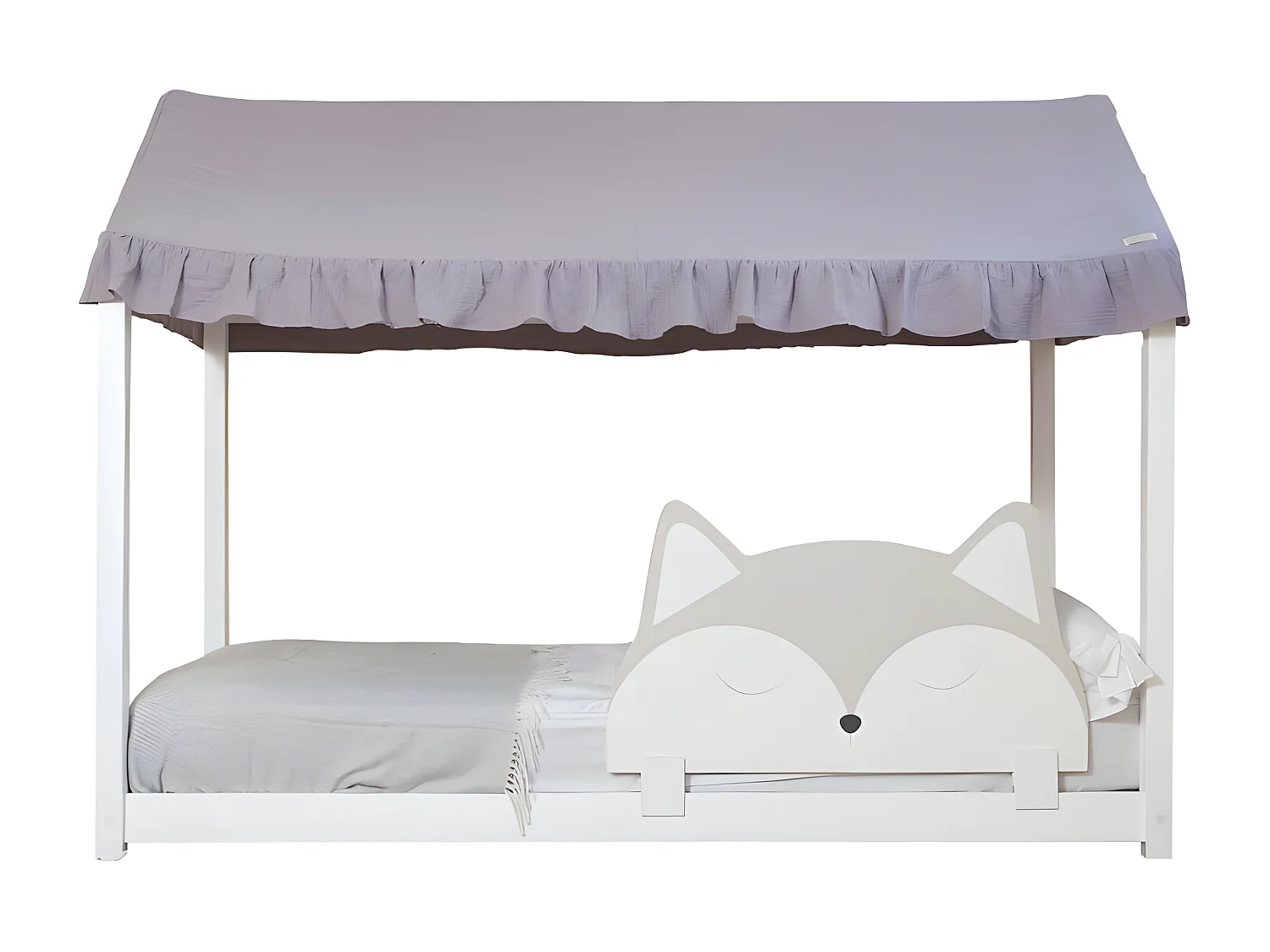 Techo para cama Montessori algodón gris 40x200,5x100cm