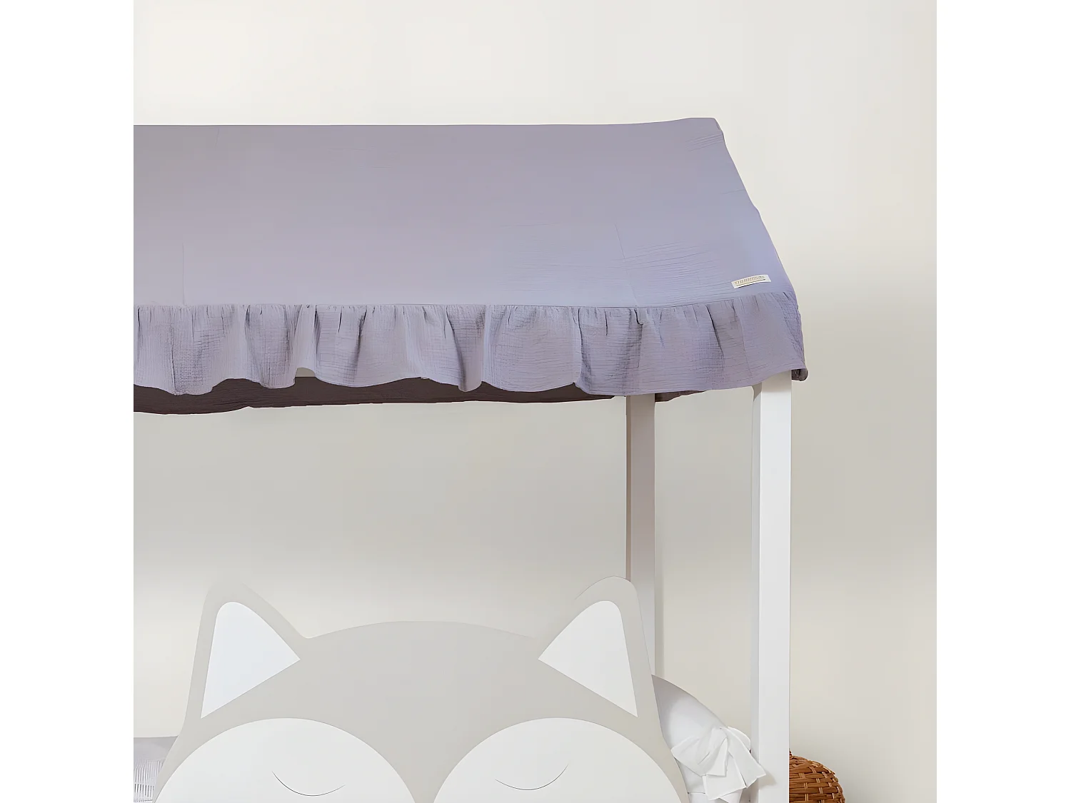 Techo para cama Montessori algodón gris 40x200,5x100cm