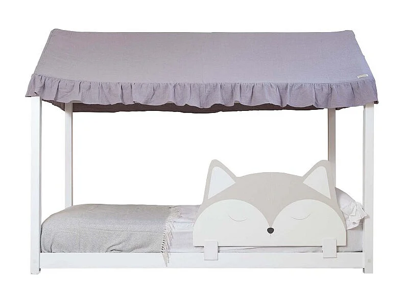 Betthimmel für Bett Montessori Baumwolle grau 40x200,5x100cm