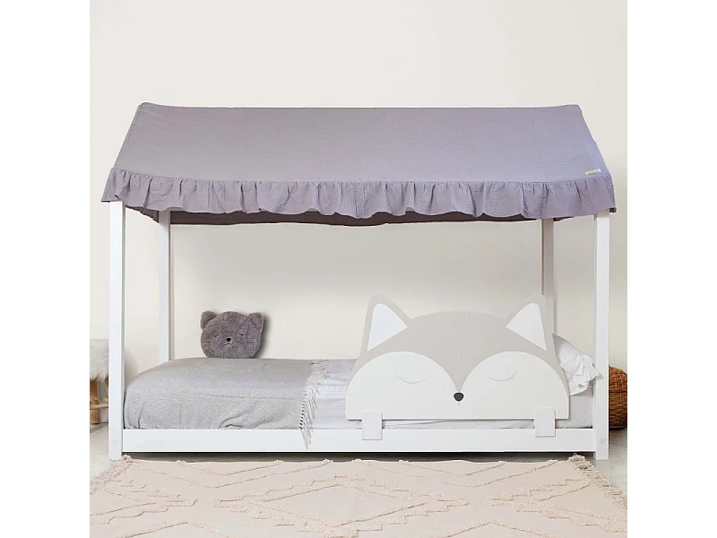 Betthimmel für Bett Montessori Baumwolle grau 40x200,5x100cm