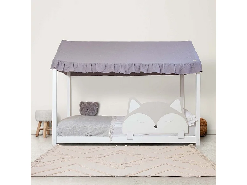 Cobertura da cama Montessori em algodão cinzento 40x200,5x100cm