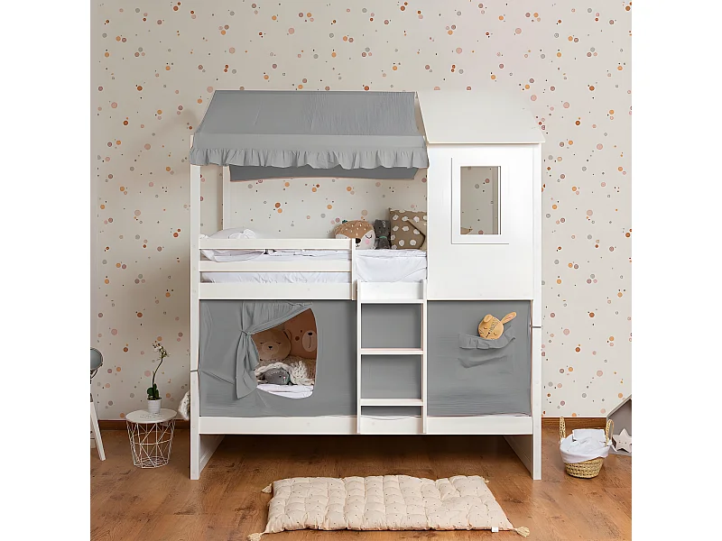 Tetto per il letto a castello Casita cotone grigio 70x198/154x133cm