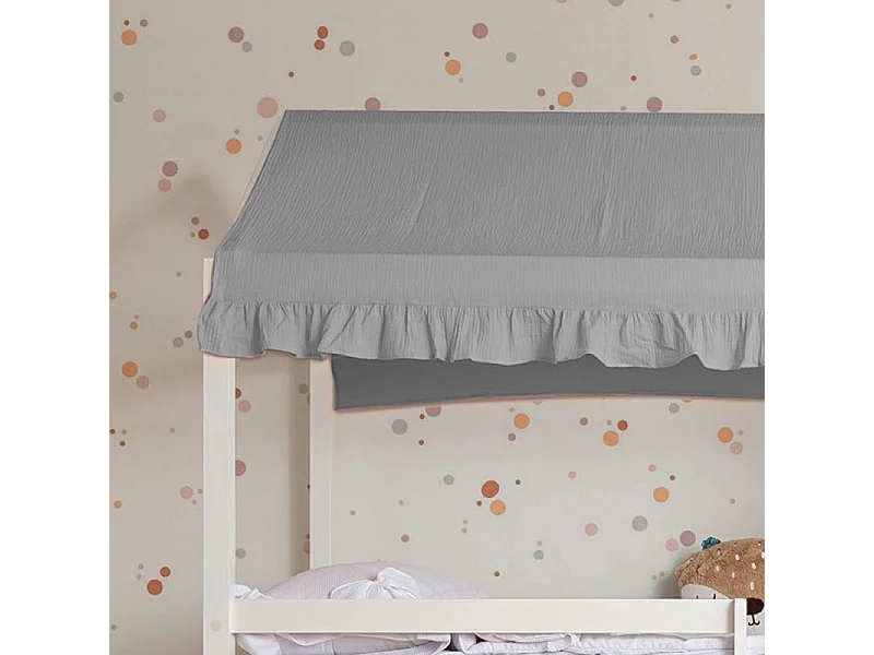 Cobertura do beliche Casita de algodão cinzento 70x198/154x133cm