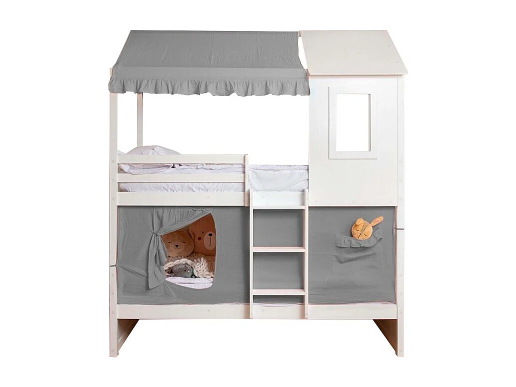 Ciel de lit superposé Casita coton gris 70x198/154x133cm