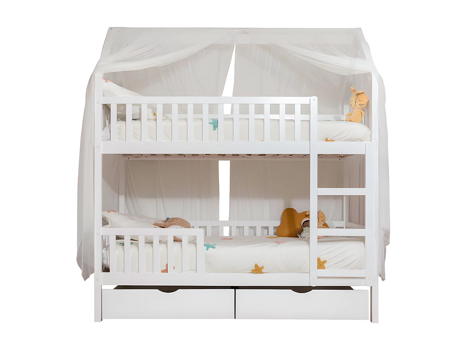 Cobertura da cama de beliche Sawyer em tule branco 201x201x97cm