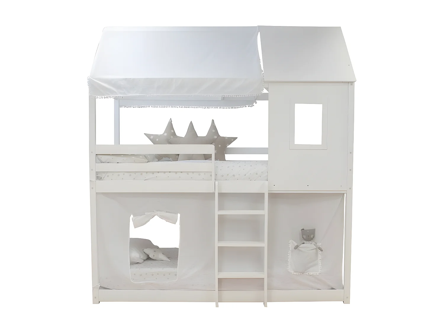 Techo para litera Montessori algodón blanco 167x133/196x90cm