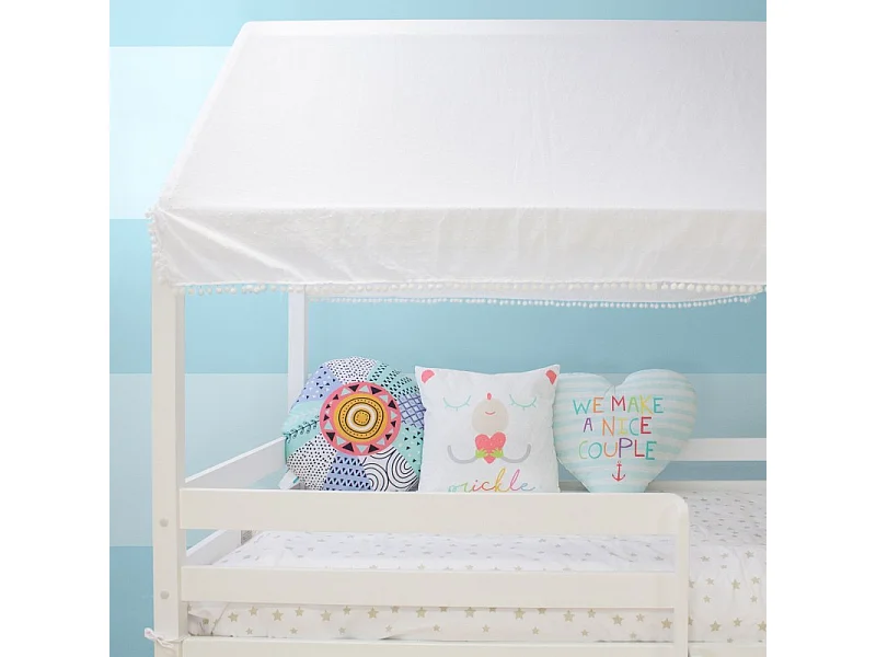 Techo para litera Montessori algodón blanco 167x133/196x90cm