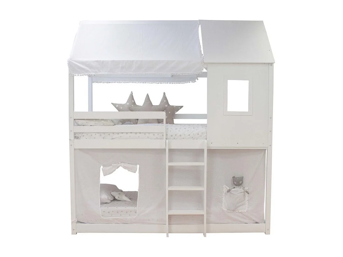 Dak voor Montessori stapelbed van wit katoen 167x133/196x90cm