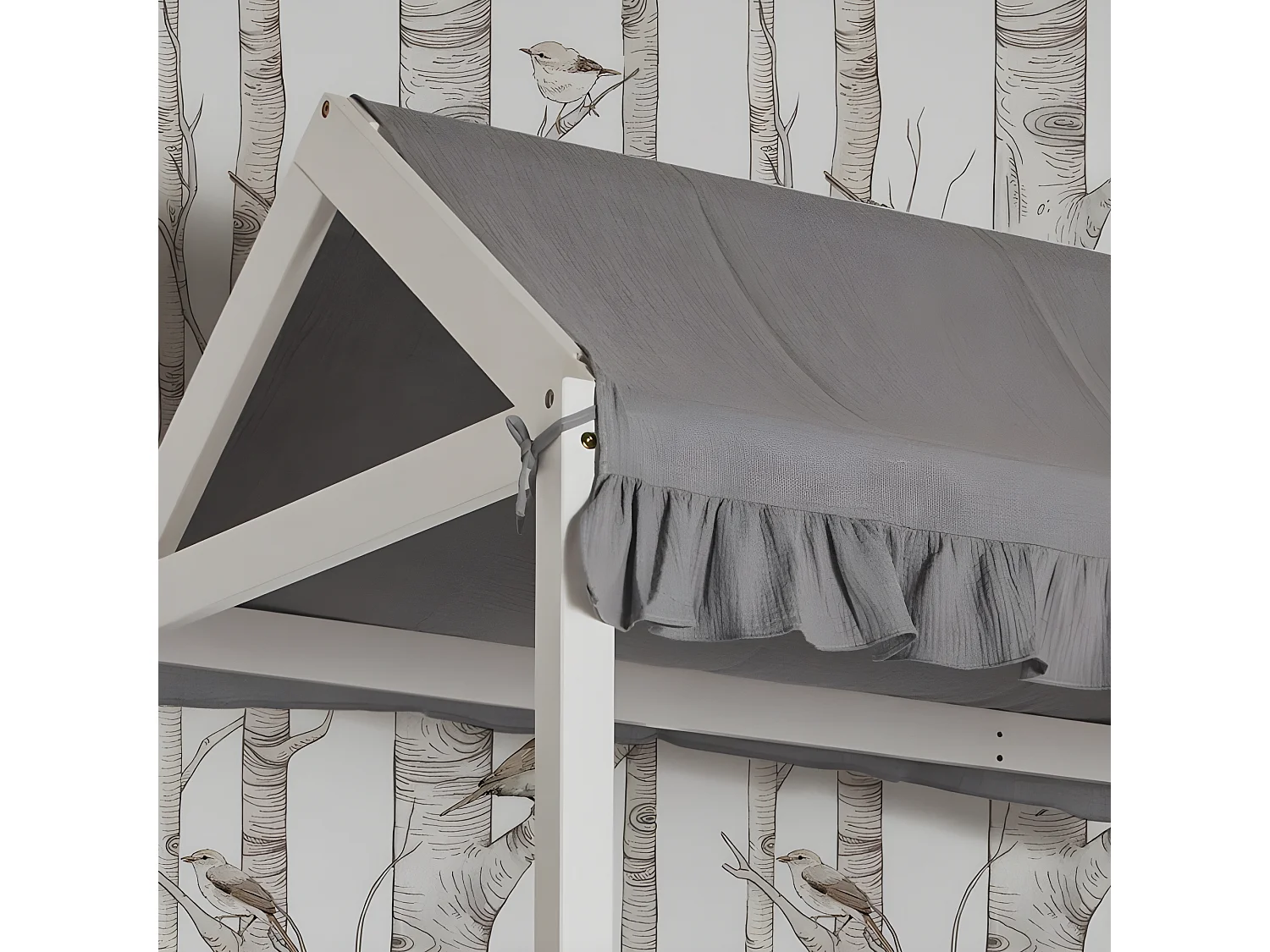 Tetto per il letto a castello Montessori cotone grigio 90x196cm