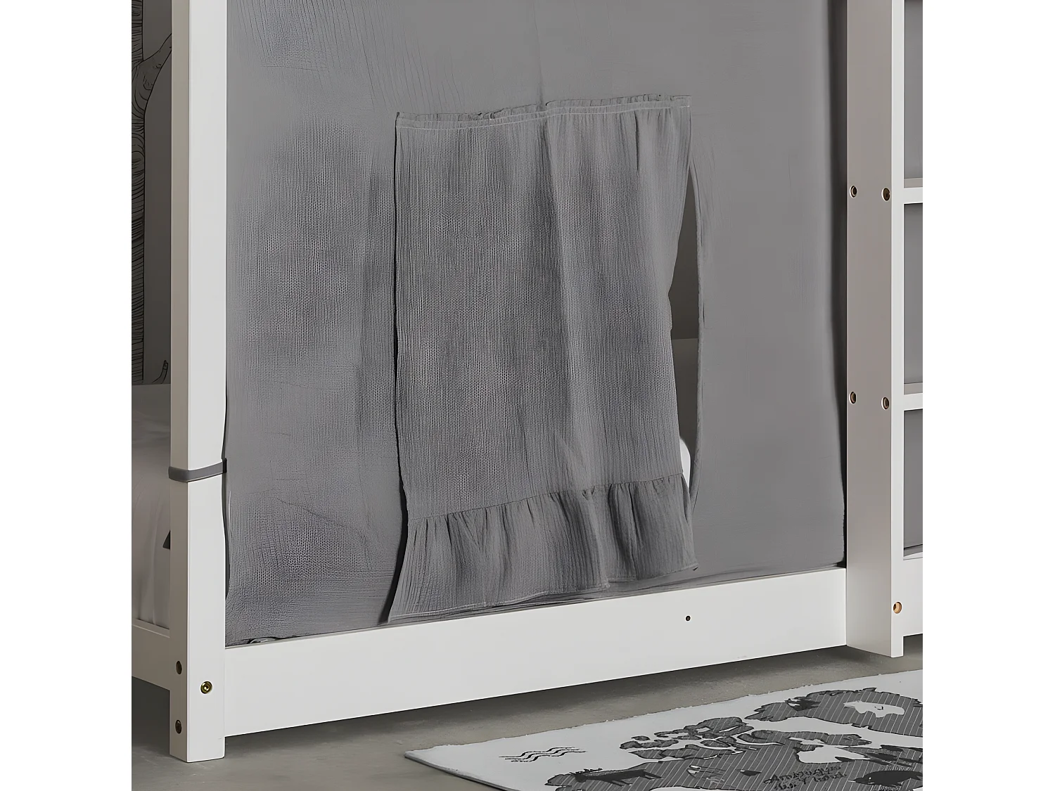 Tetto per il letto a castello Montessori cotone grigio 90x196cm