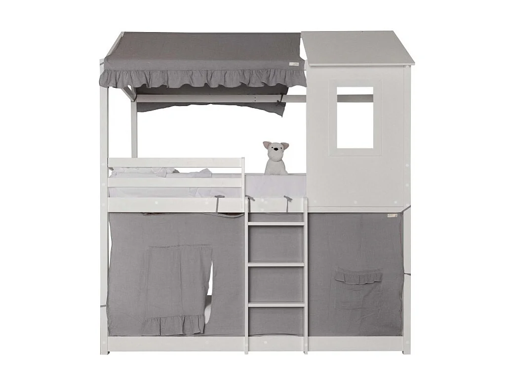 Betthimmel für Etagenbett Montessori Baumwolle grau 90x196cm