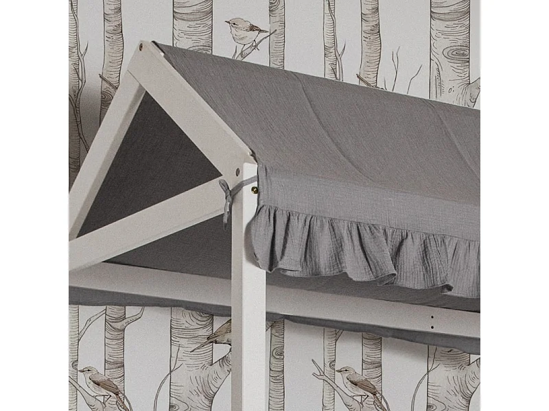 Betthimmel für Etagenbett Montessori Baumwolle grau 90x196cm