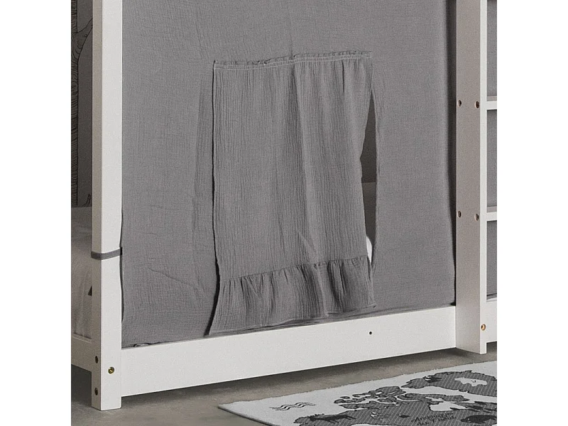 Betthimmel für Etagenbett Montessori Baumwolle grau 90x196cm