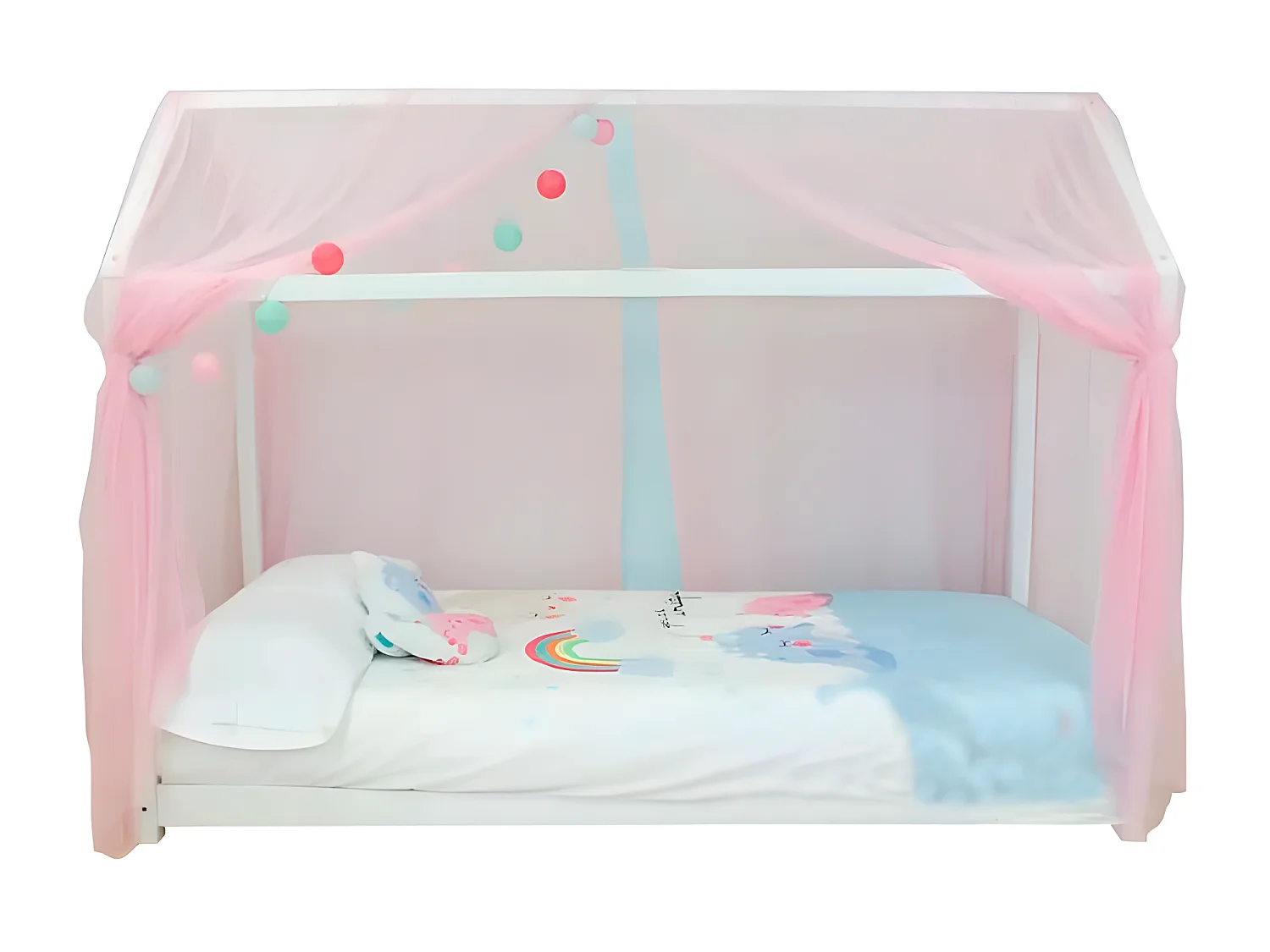 Cobertura para Swayer e Montessori em tule rosa 200x167cm