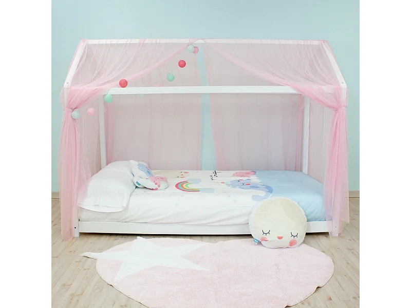 Cobertura para Swayer e Montessori em tule rosa 200x167cm