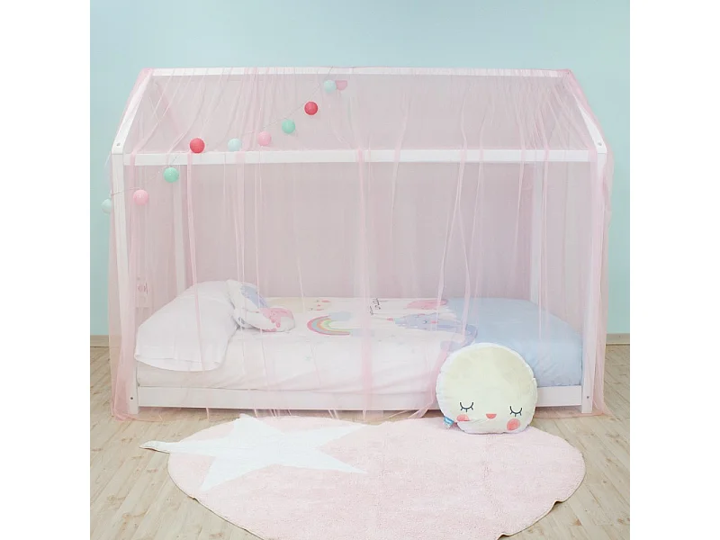 Cobertura para Swayer e Montessori em tule rosa 200x167cm