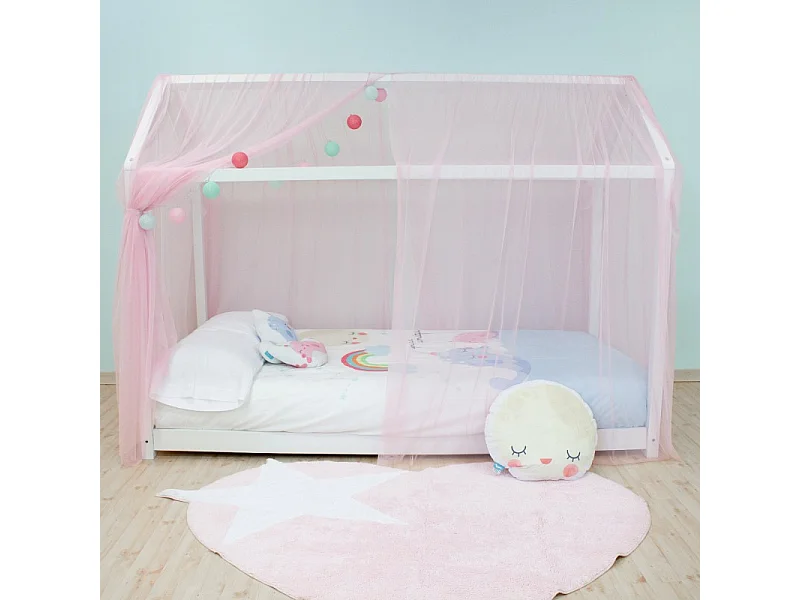 Ciel de lit pour Swayer et Montessori tulle rose 200x167cm