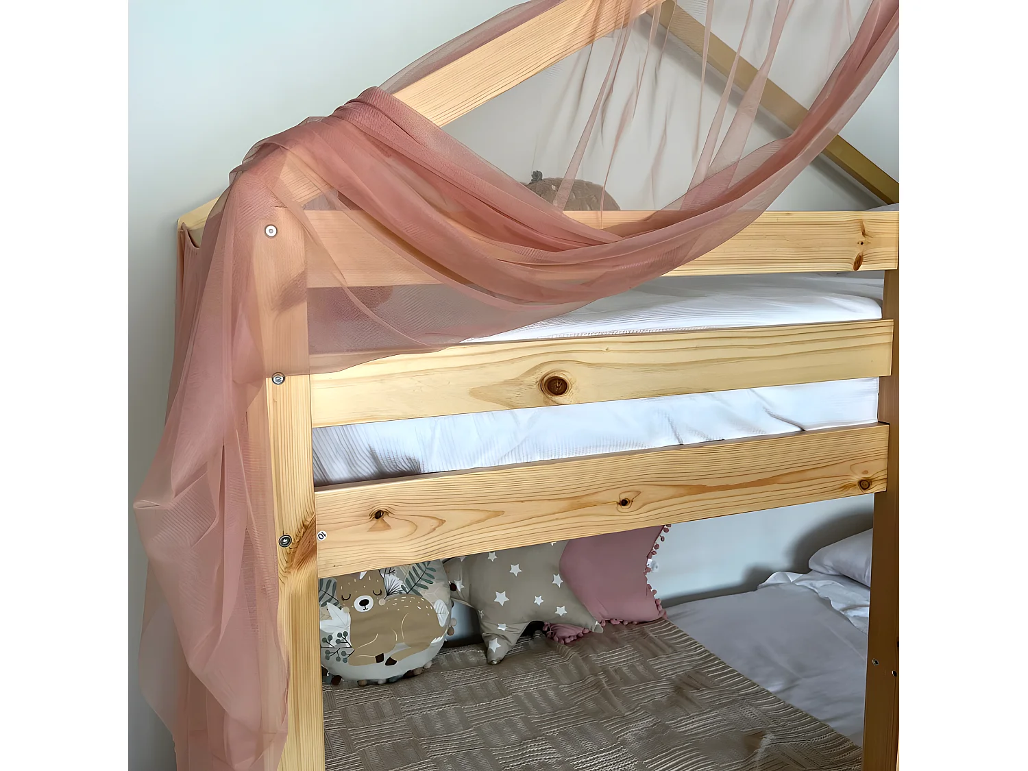 Cobertura do beliche Happy Tulle rosa velho 208x202x98cm