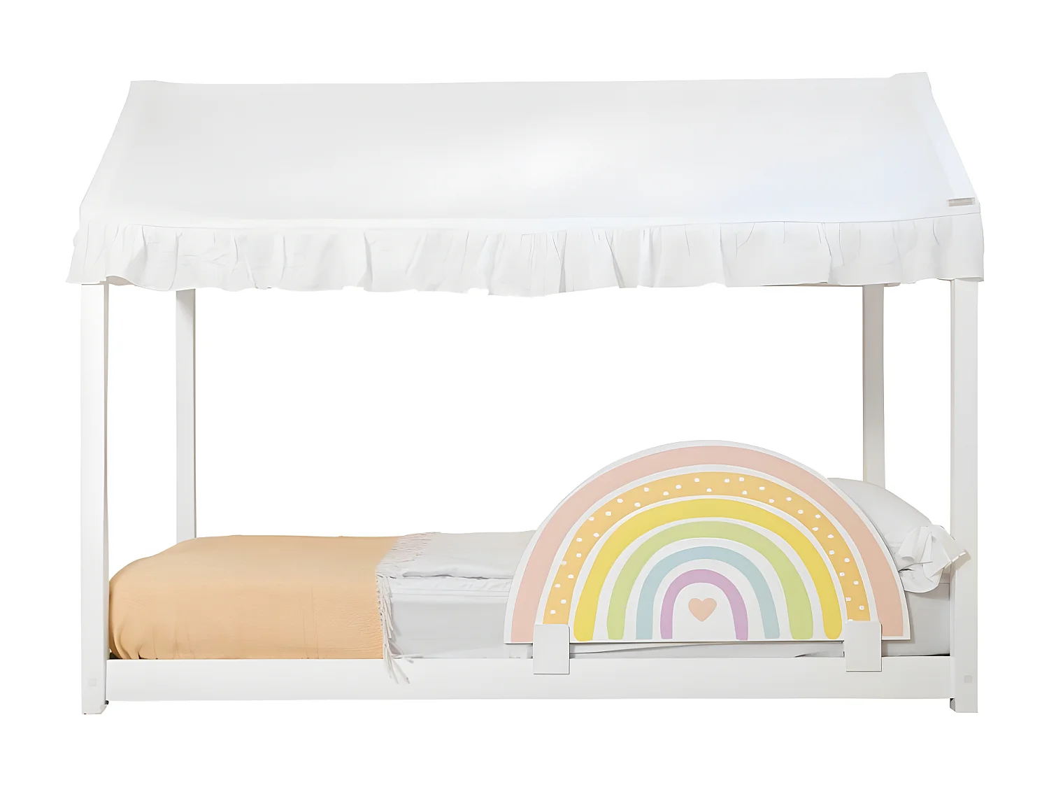 Techo para cama Montessori algodón blanco 40x200,5x100cm