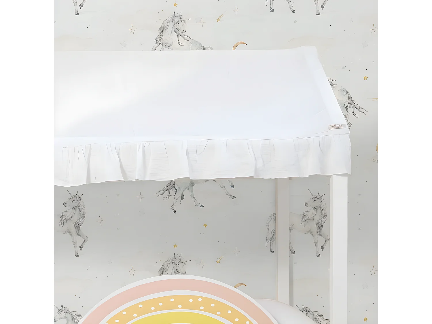 Techo para cama Montessori algodón blanco 40x200,5x100cm