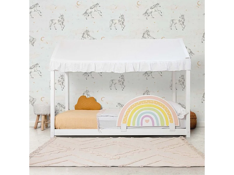 Hemel voor Montessori-bed katoen wit 40x200,5x100cm