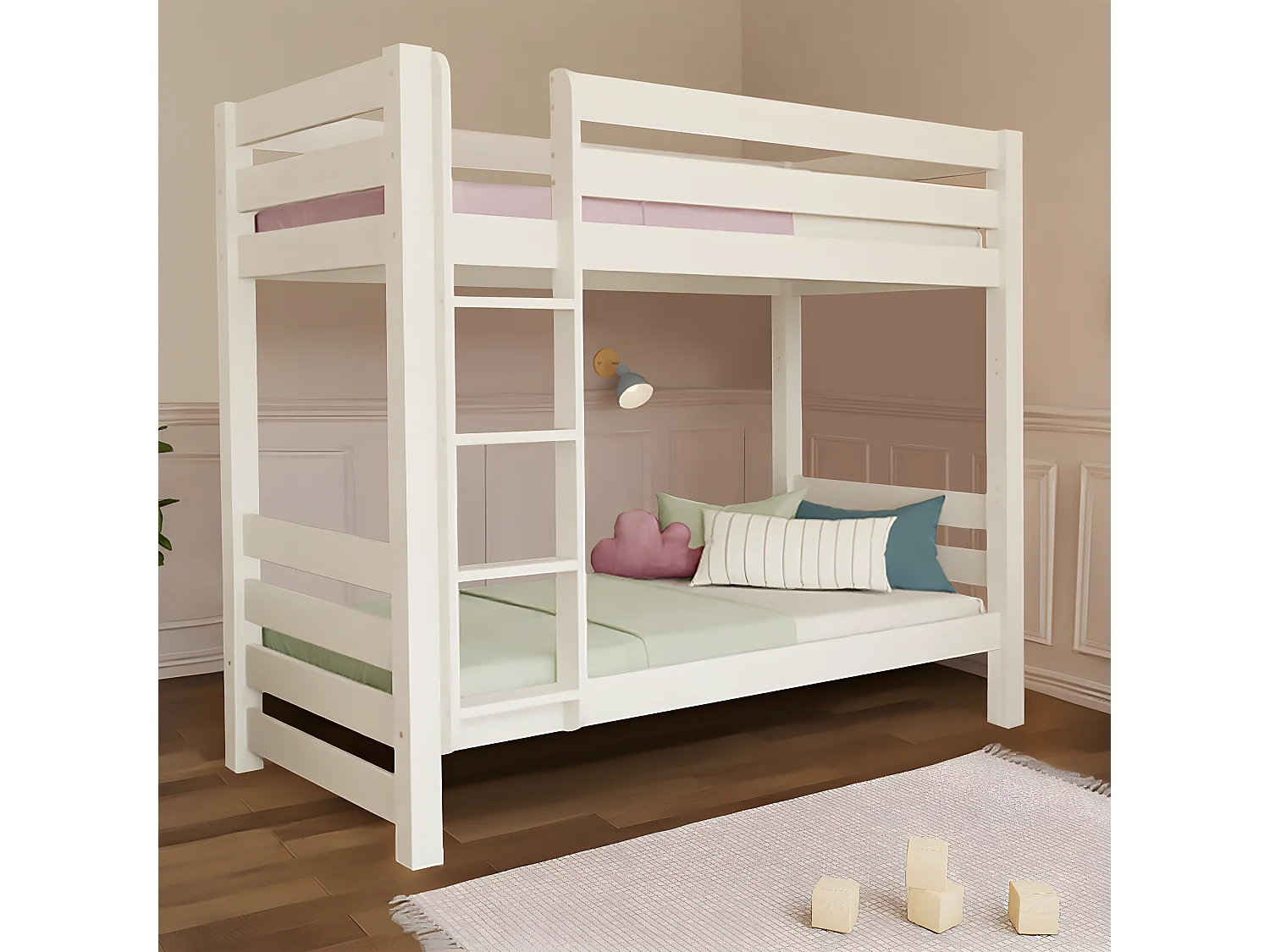 Lit superposé 90x200 sommiers inclus Atlas - Blanc