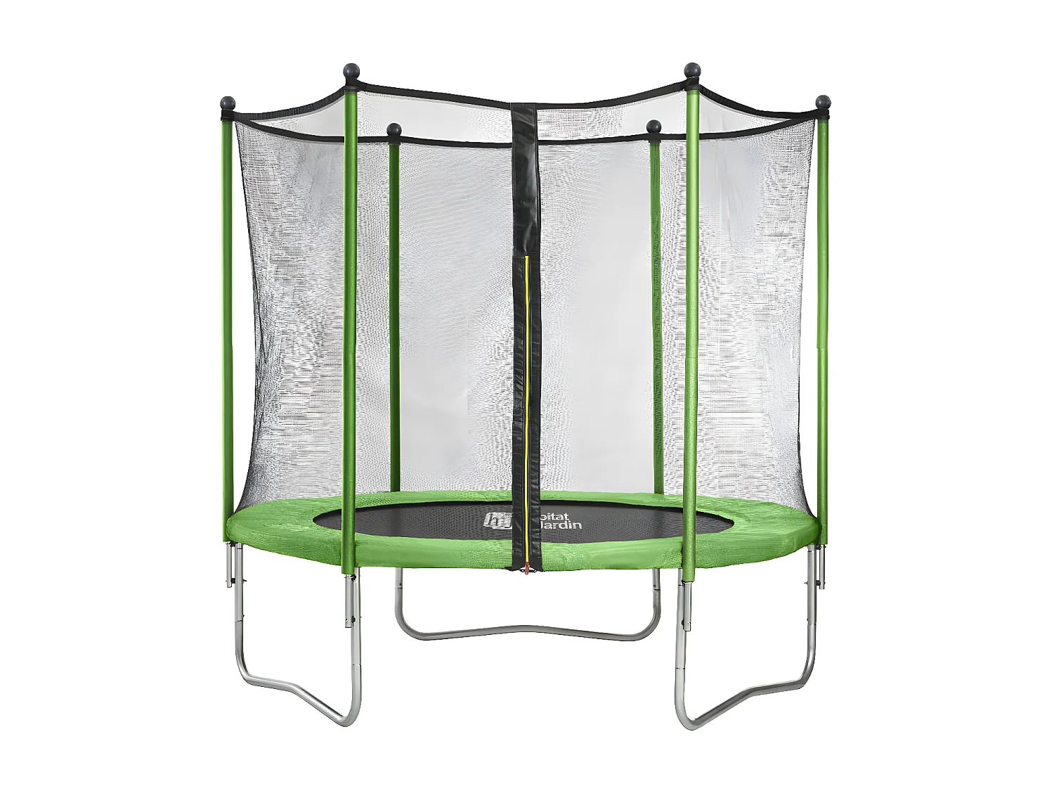 Trampoline " Yoopi " - Ø 2.44 m - Vert - avec filet + échelle + couverture + kit d'ancrage