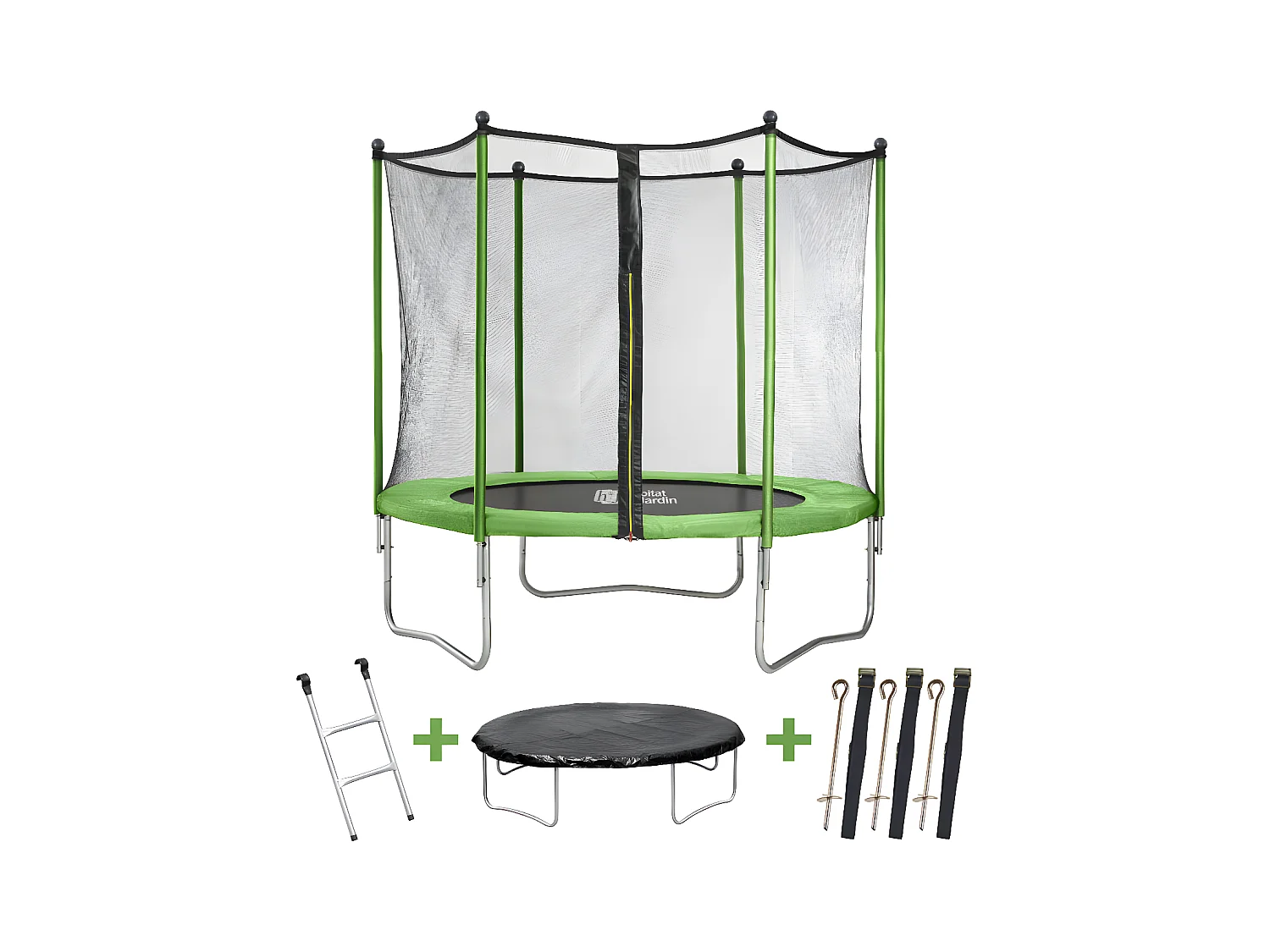 Yoopi trampoline met net, ladder, hoes en verankeringskit - Ø 2,44 m voor kinderen