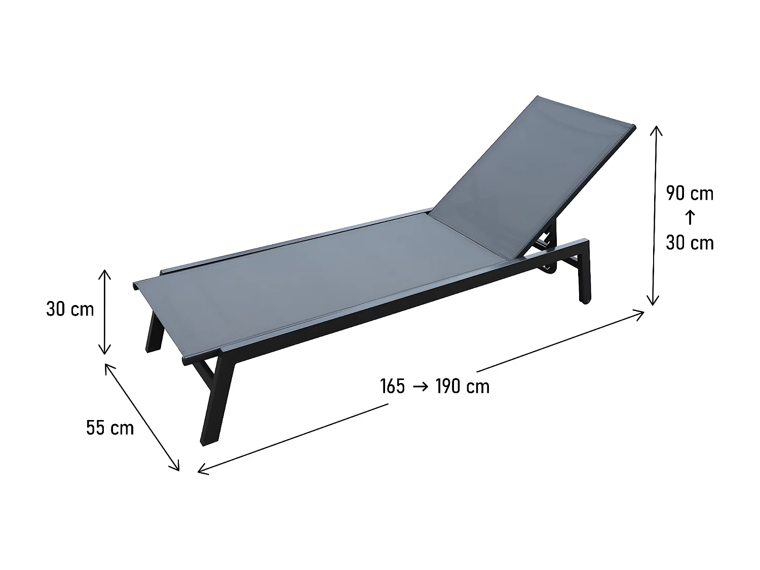 Lettino in alluminio con rotelle "Loona" - Grigio