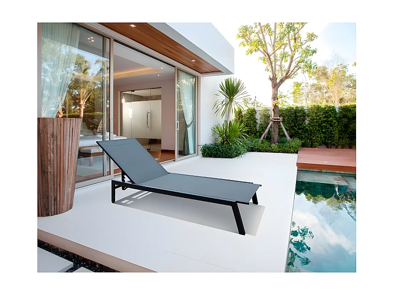 Lettino in alluminio con rotelle "Loona" - Grigio