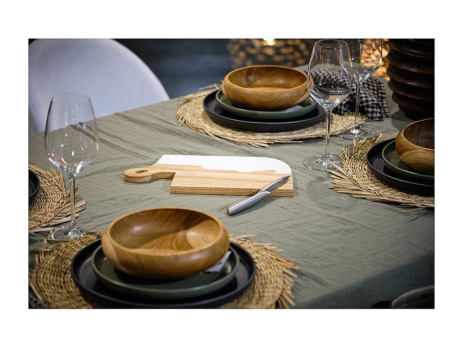 Plateau de présentation apéro 31 cm en résine et bois de teck - JEMMA