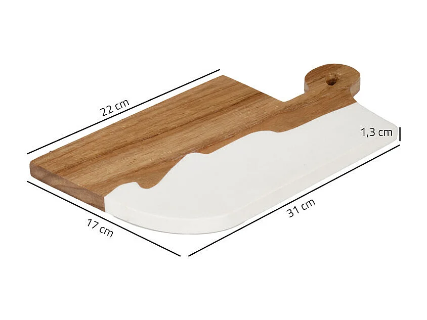 Plateau de présentation apéro 31 cm en résine et bois de teck - JEMMA