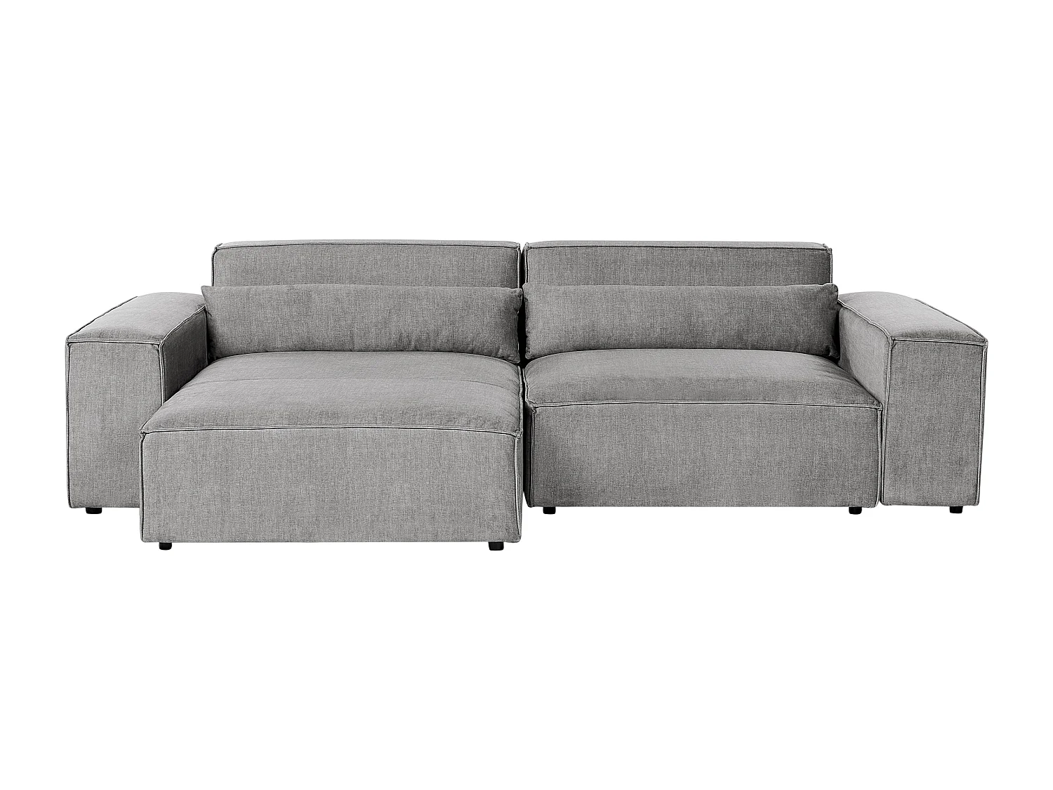 Modul 2-Sitzer Ecksofa Stoff grau mit Chaiselongue rechts Kissen Skandi Hellnar