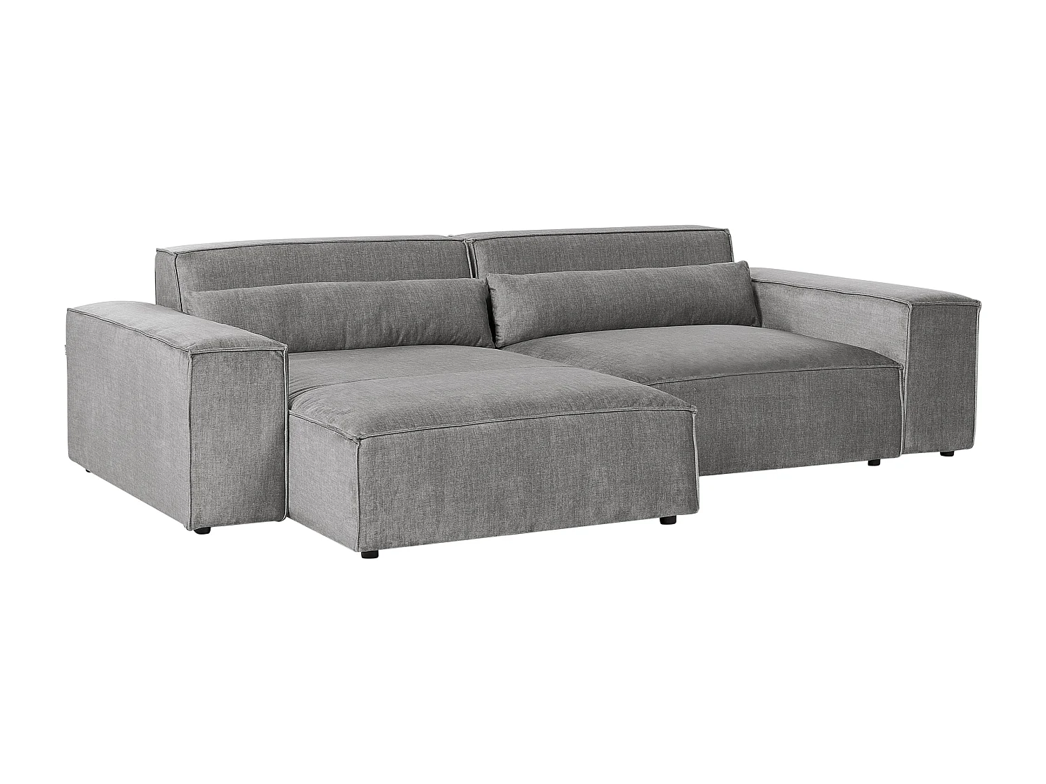 Modul 2-Sitzer Ecksofa Stoff grau mit Chaiselongue rechts Kissen Skandi Hellnar