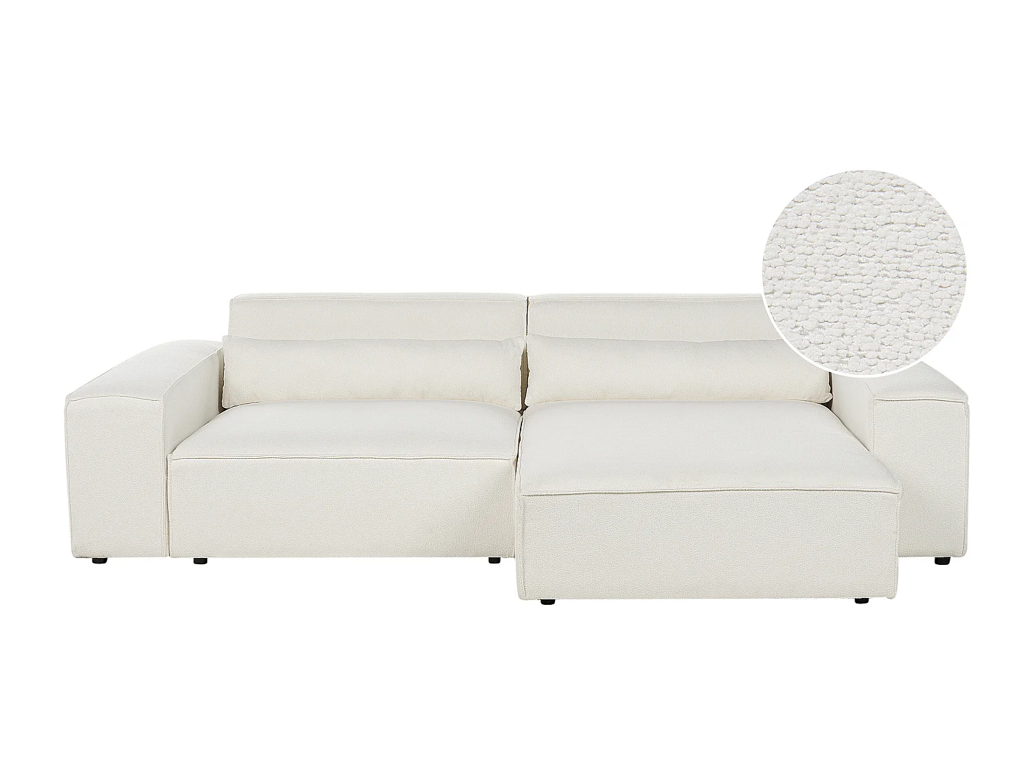 Canapé d'angle modulable HELLNAR Bouclé Blanc cassé 2 places Côté gauche