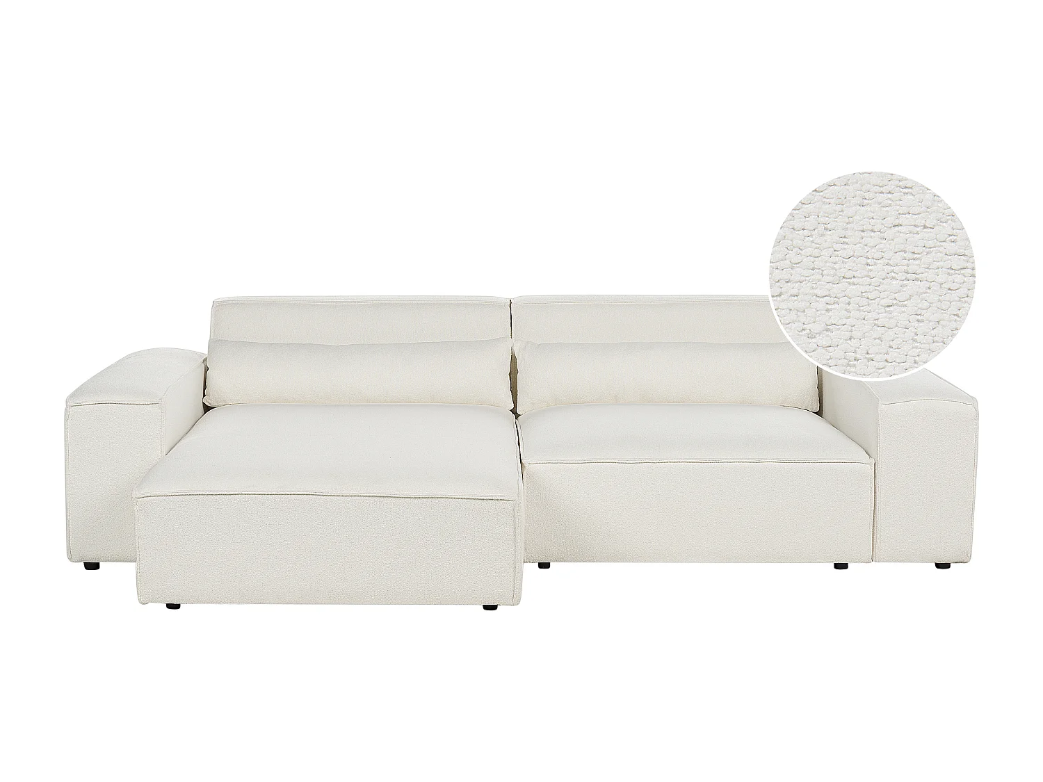 Canapé d'Angle 2 Places Modulable à gauche en Bouclé Pieds en Métal Blanc Hellnar