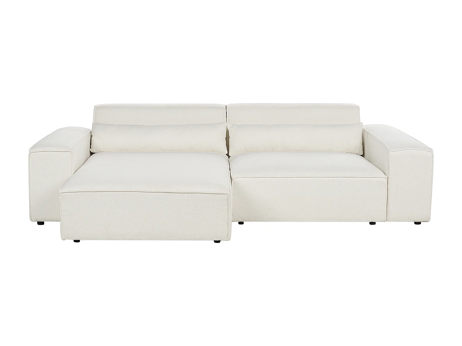 Canapé d'Angle 2 Places Modulable à gauche en Bouclé Pieds en Métal Blanc Hellnar