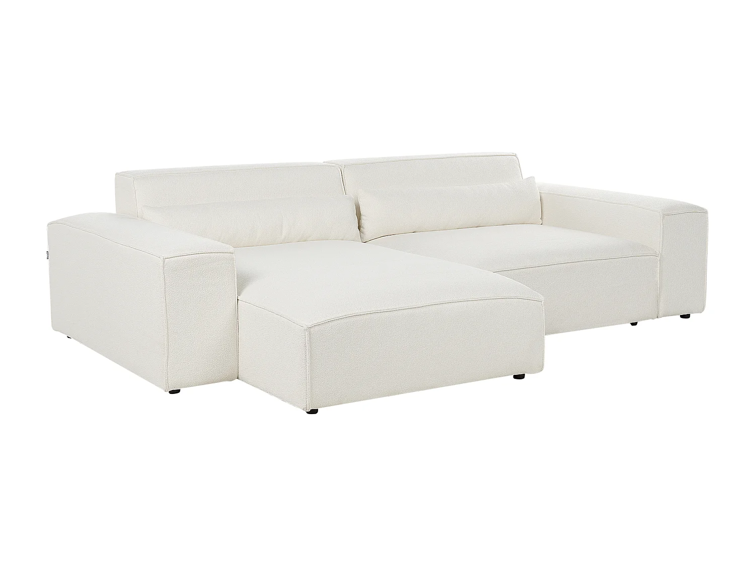 Canapé d'Angle 2 Places Modulable à gauche en Bouclé Pieds en Métal Blanc Hellnar