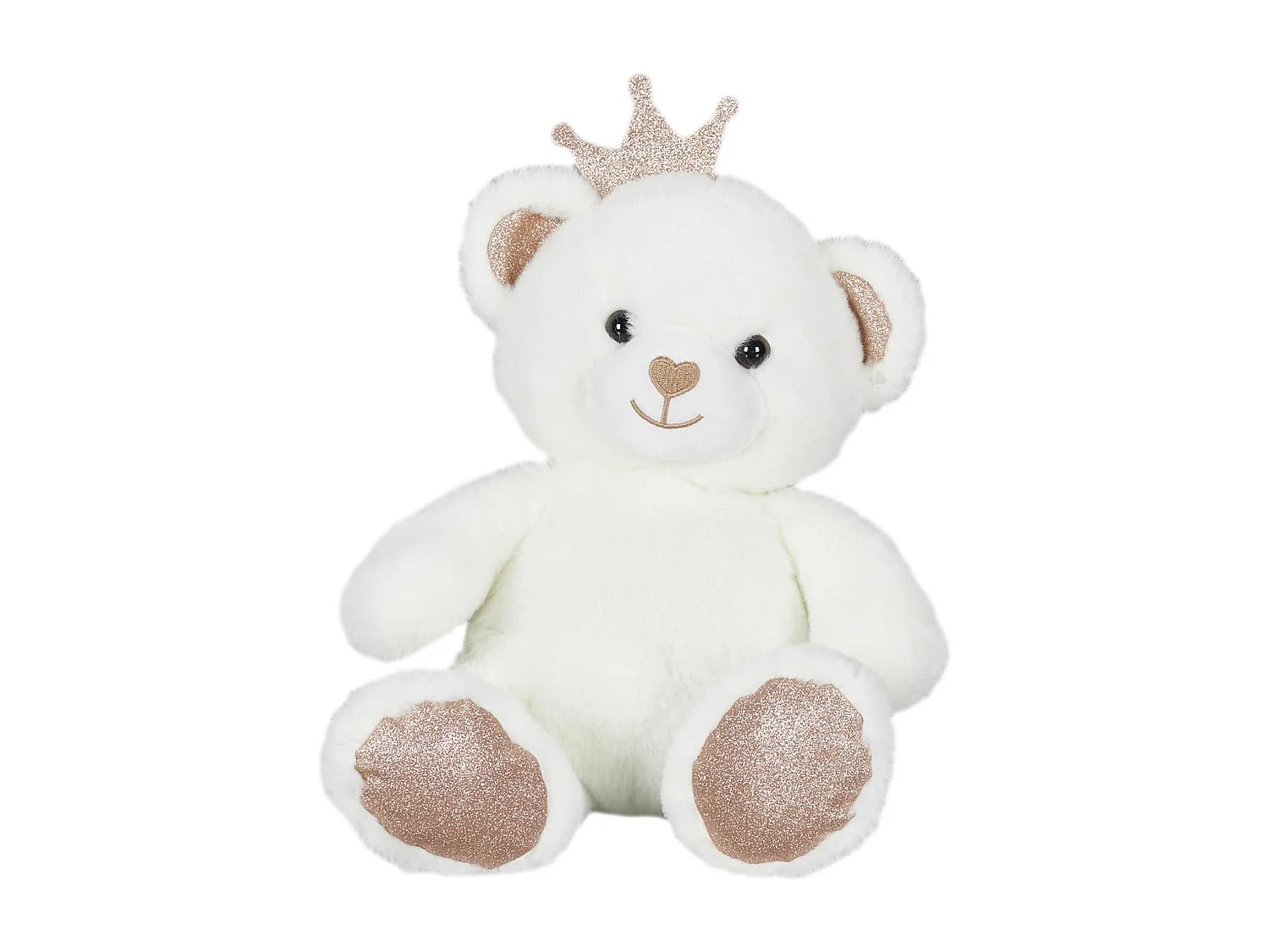 Peluche ourson 25cm pailleté collection ROYAL PETS blanc et rose