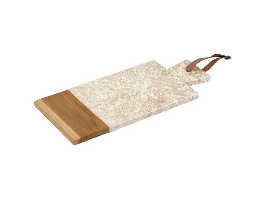 Planche à découper rectangle 35 cm marbre beige et bois de teck – FITZ