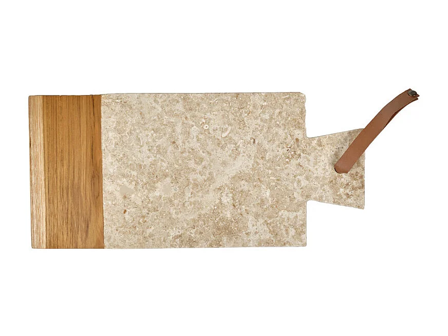 Planche à découper rectangle 35 cm marbre beige et bois de teck – FITZ