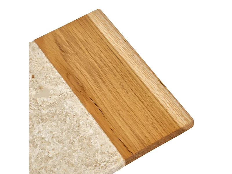 Planche à découper rectangle 35 cm marbre beige et bois de teck – FITZ