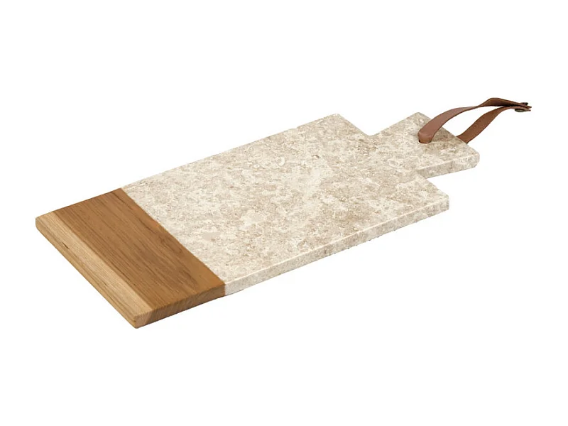 Planche à découper rectangle 35 cm marbre beige et bois de teck – FITZ