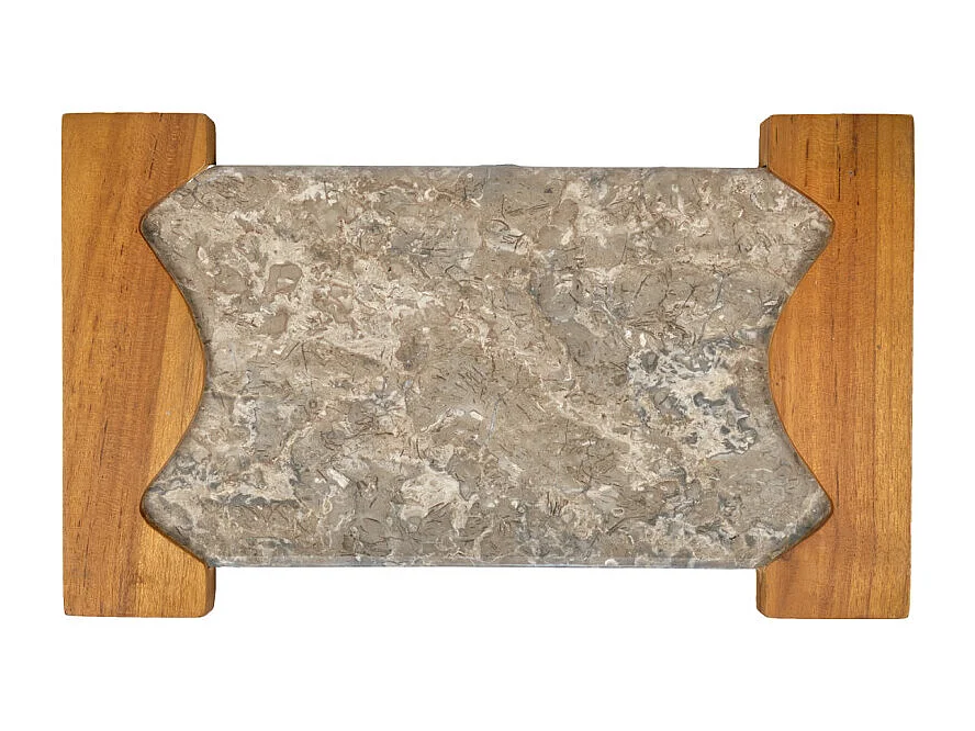 Planche à découper 38 cm en marbre gris et bois de teck - ZEPHYR